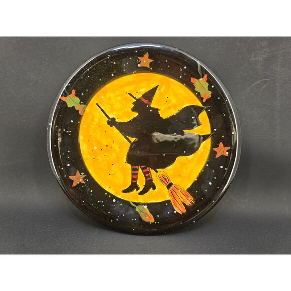 Certified International WITCH ON BROOM Halloween Plate Susan Winget 8.5 in - Picture 1 of 2